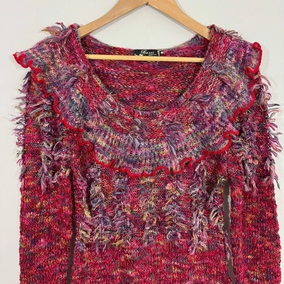 Chic Ruffled Knit Sweater in Multicolor - Picture 2 of 15